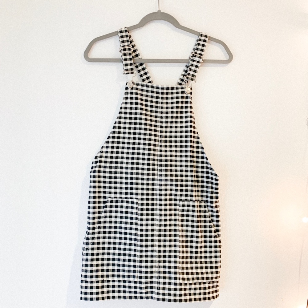 Topshop gingham overall dress